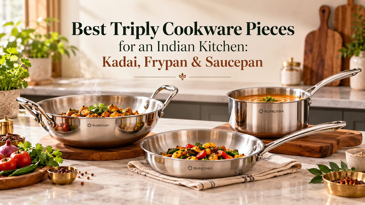 Best Triply Cookware Pieces for an Indian Kitchen: Kadai, Frypan & Saucepan