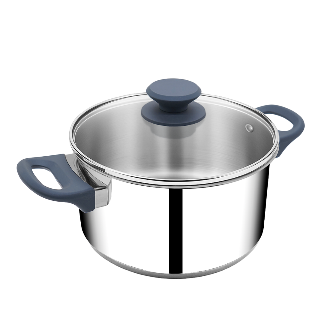 SUNCASA Impact Pro Stainless Steel Casserole with Glass Lid, 28cm