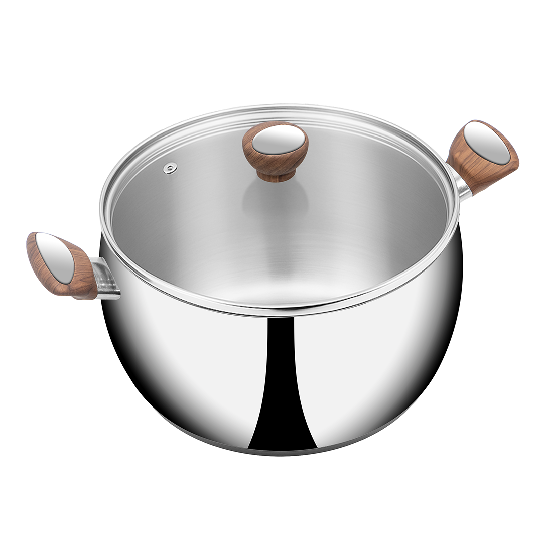 SUNCASA Impact pro Luxe Belly Casserole with Glass lid, 24 cm