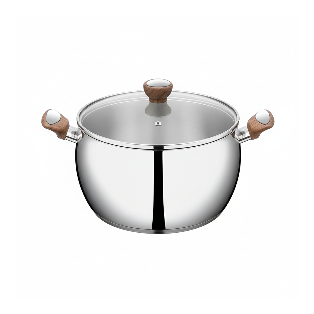 SUNCASA Impact pro Luxe Belly Casserole with Glass lid, 18 cm