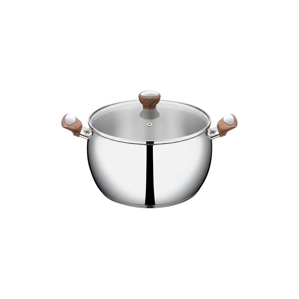 SUNCASA Impact pro Luxe Belly Casserole with Glass lid, 28 cm