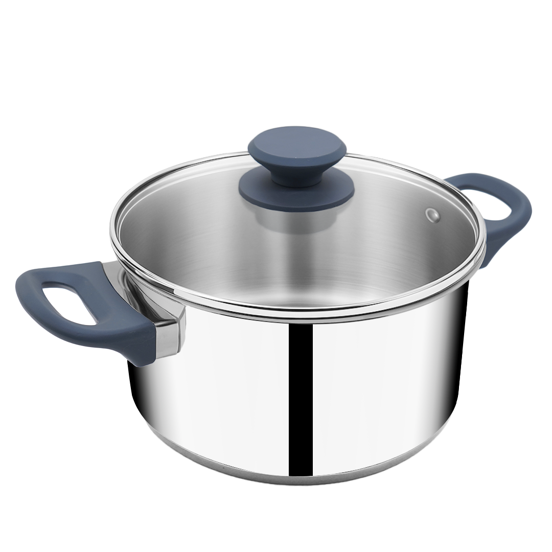 SUNCASA Impact Pro Stainless Steel Casserole with Glass Lid, 30cm