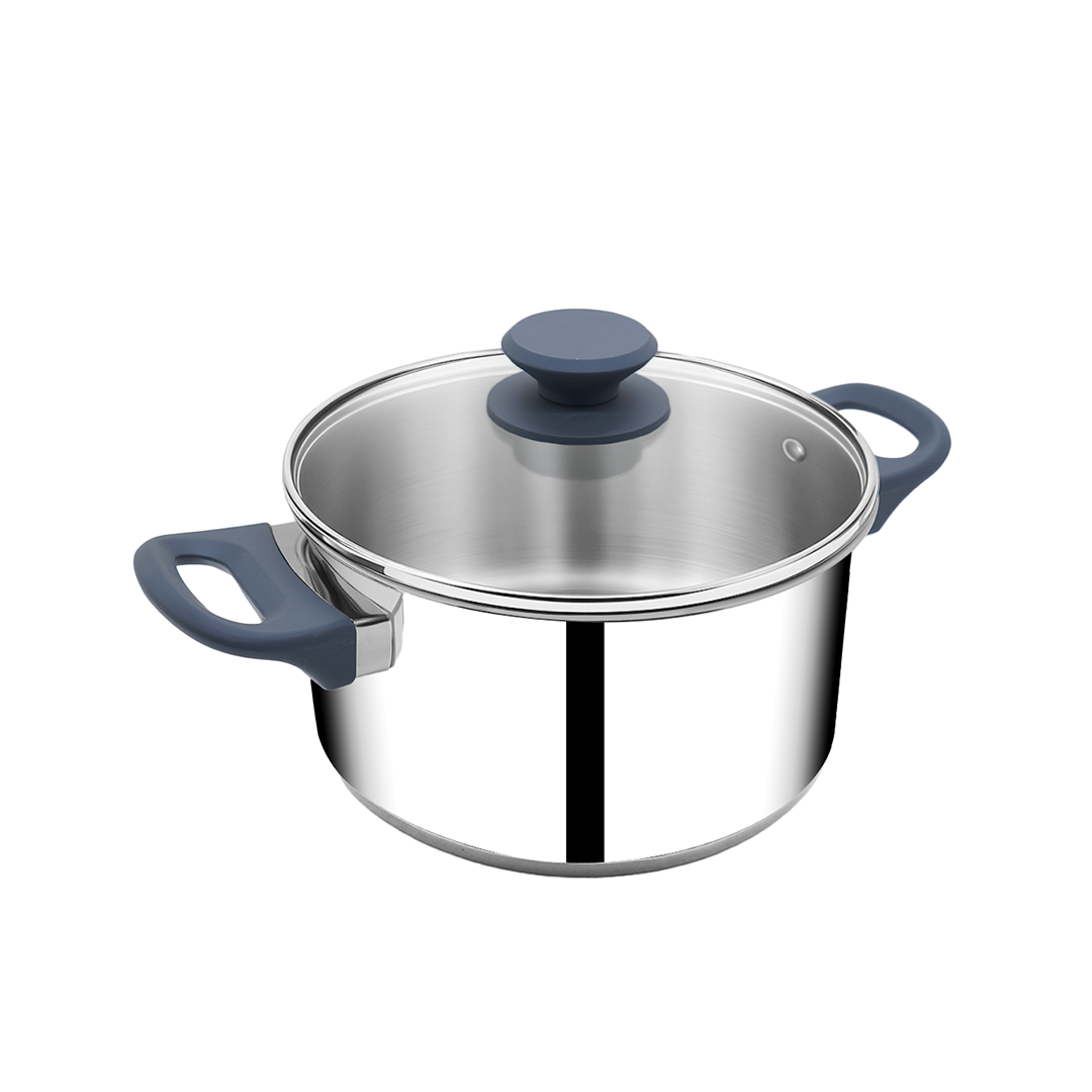 SUNCASA Impact Pro Stainless Steel Casserole with Glass Lid, 18cm