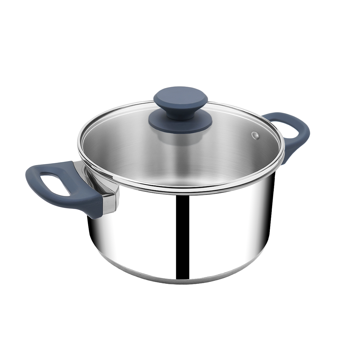 SUNCASA Impact Pro Stainless Steel Casserole with Glass Lid, 24cm