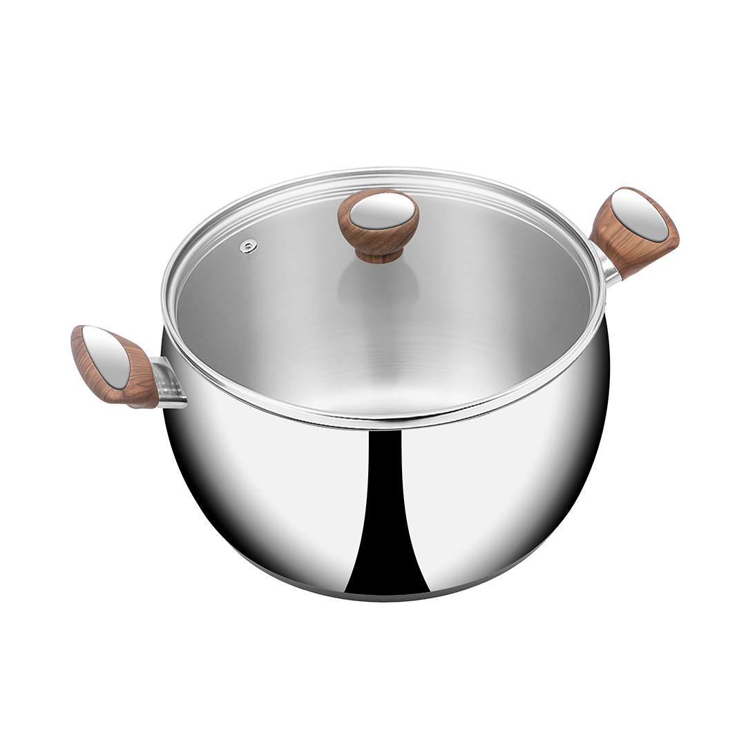 SUNCASA Impact pro Luxe Belly Casserole with Glass lid, 18 cm