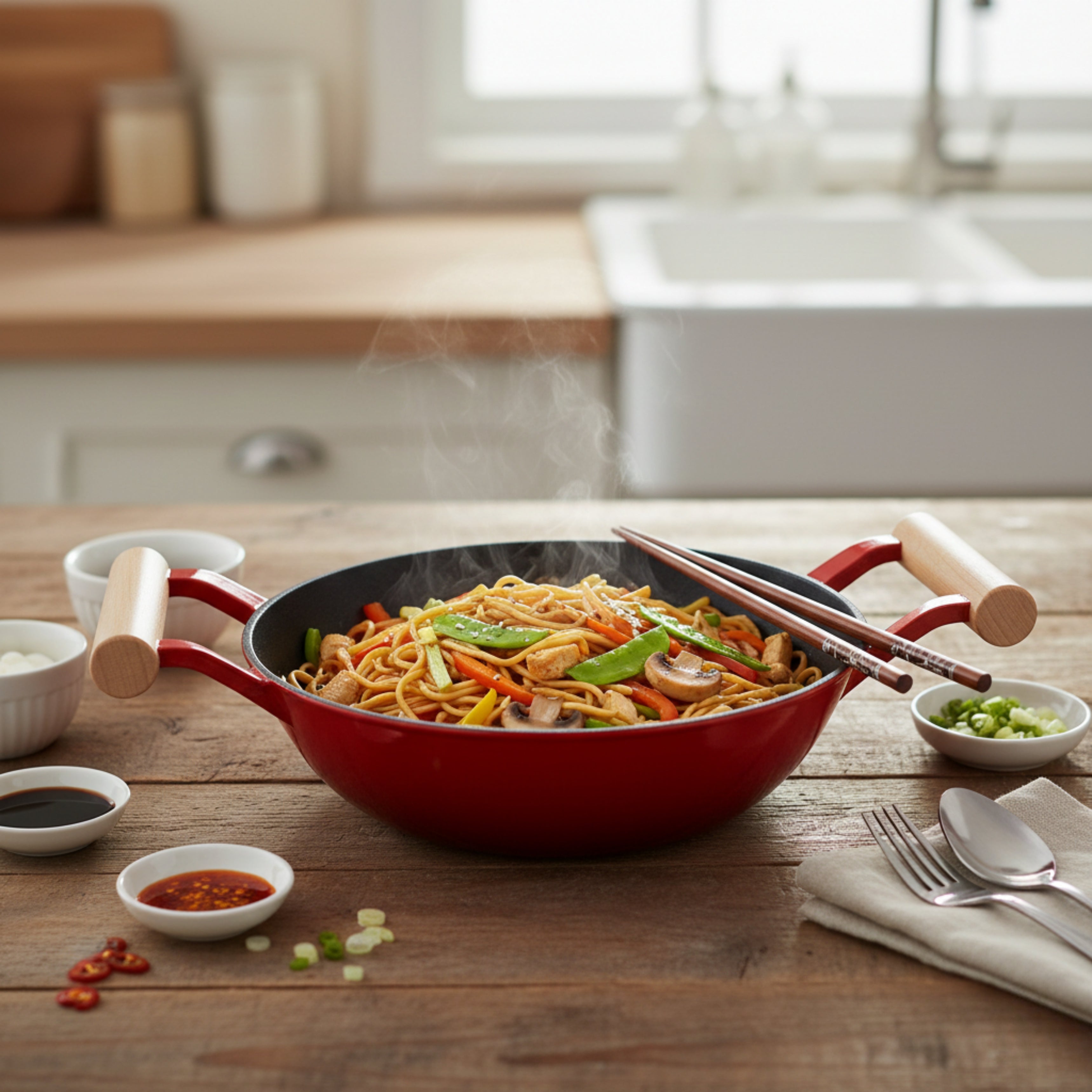 SUNCASA Castella Pre Seasoned Cast Iron Kadai, 24cm/ 2.2L
