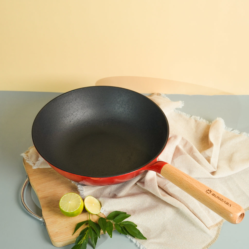 SUNCASA Castella Pre Seasoned Cast Iron Frypan, 20cm/ 0.8L