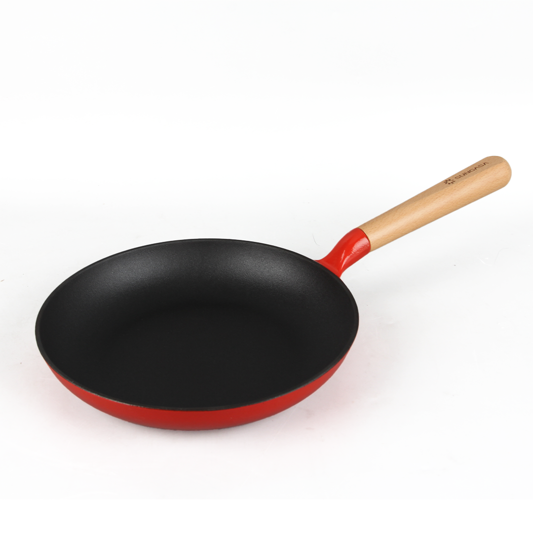 SUNCASA Castella Pre Seasoned Cast Iron Frypan, 24cm/ 1.3L