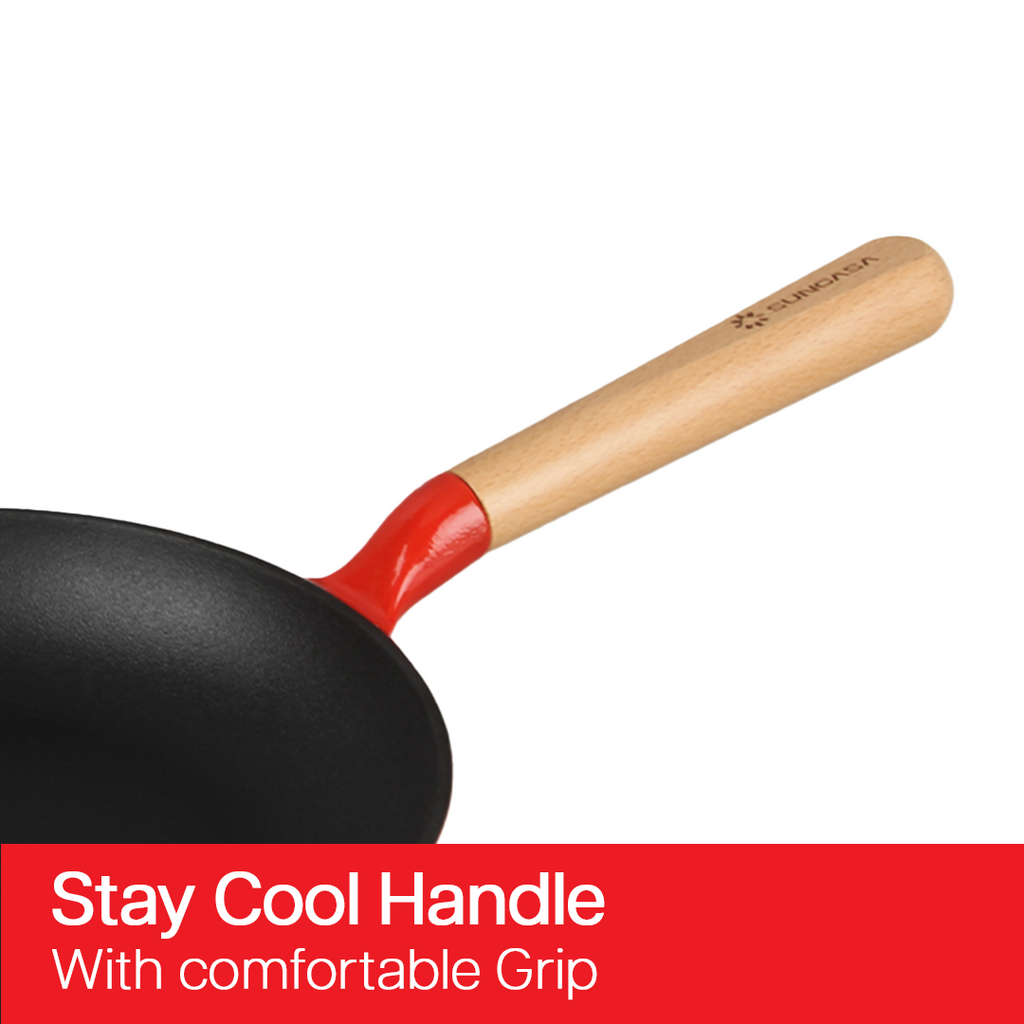 SUNCASA Castella Pre Seasoned Cast Iron Frypan, 24cm/ 1.3L