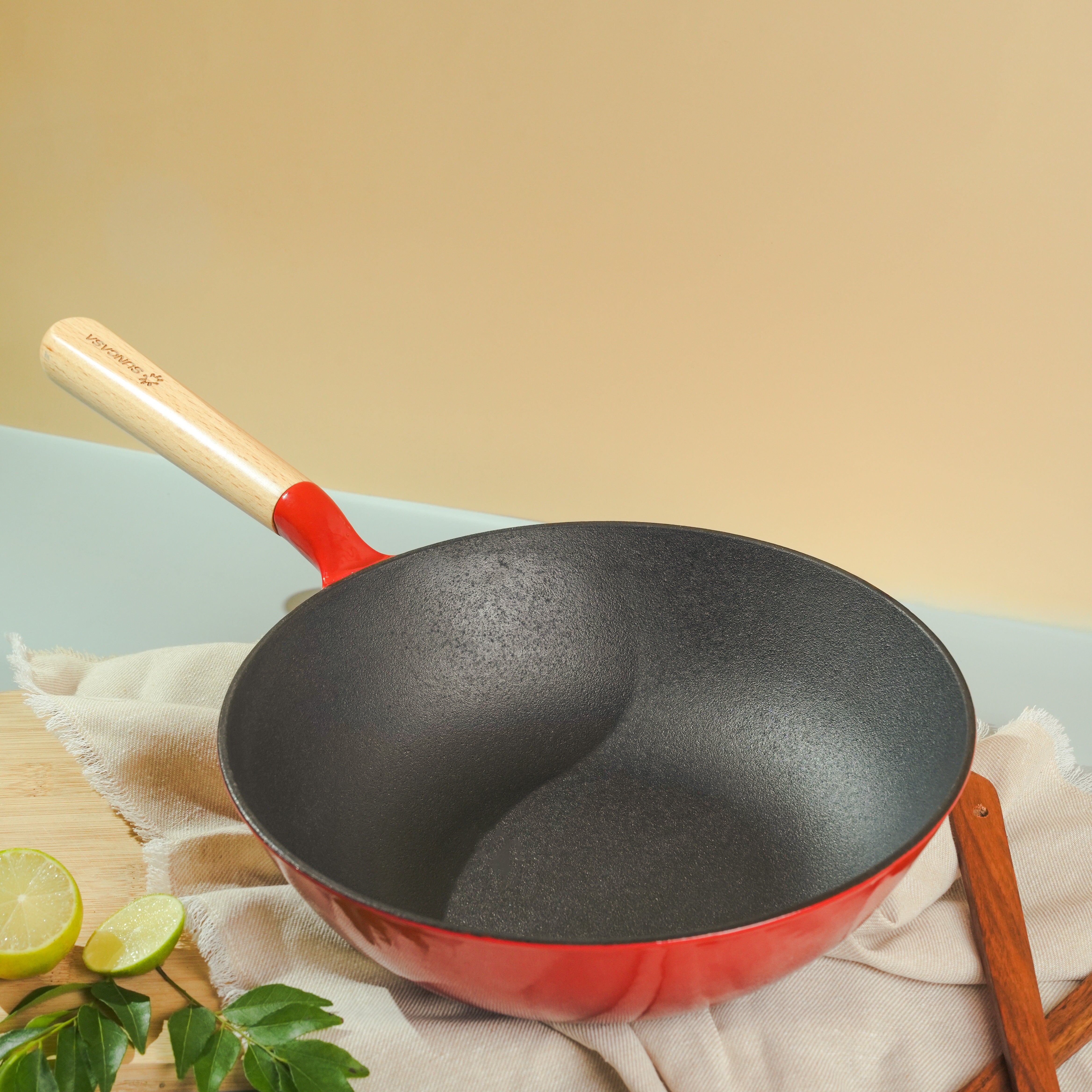 SUNCASA Castella Pre Seasoned Cast Iron Frypan, 26cm/ 1.7L