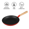 SUNCASA Castella Pre Seasoned Cast Iron Frypan, 26cm/ 1.7L