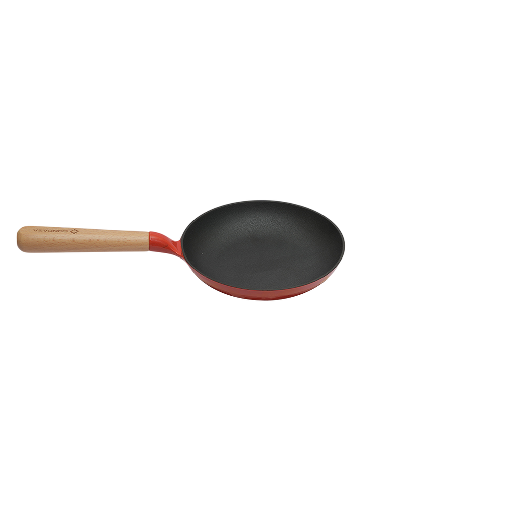 SUNCASA Castella Pre Seasoned Cast Iron Frypan, 26cm/ 1.7L