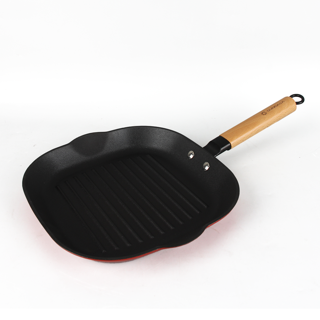 SUNCASA Castella Pre Seasoned Cast Iron Grillpan, 28cm/ 1.7L