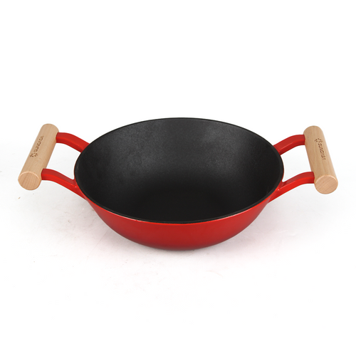 SUNCASA Castella Pre Seasoned Cast Iron Kadai, 24cm/ 2.2L