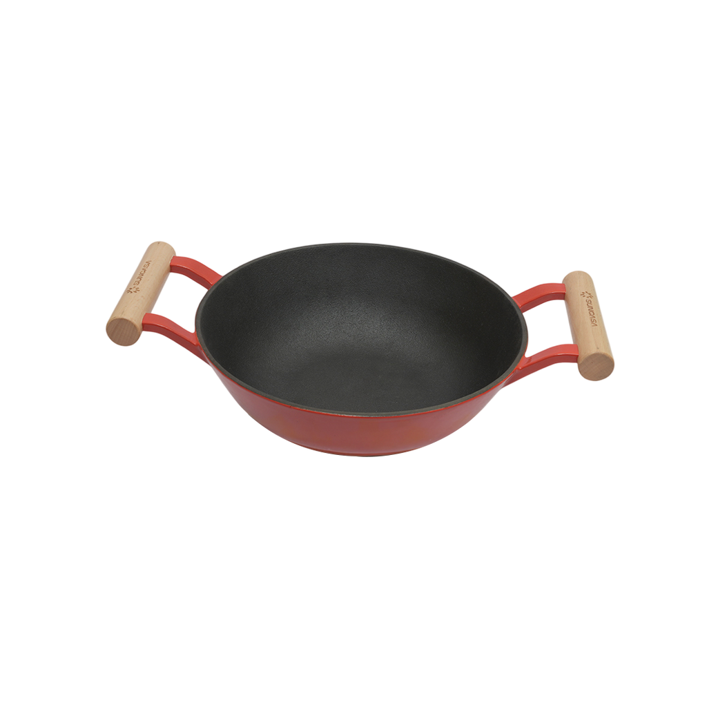 SUNCASA Castella Pre Seasoned Cast Iron Kadai, 26cm/ 2.8L
