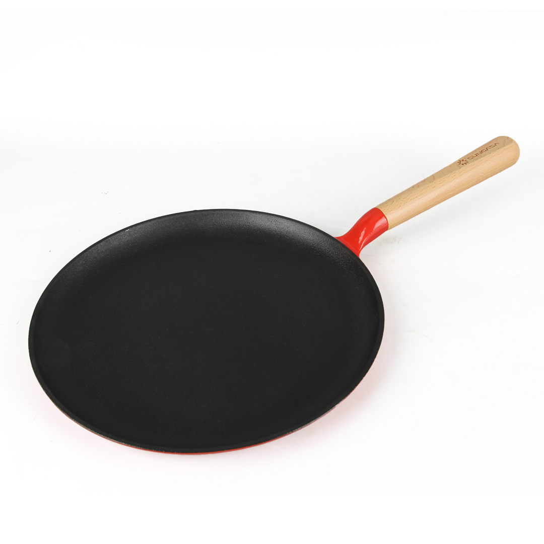 SUNCASA Castella Pre Seasoned Cast Iron Dosa Tawa, 28cm