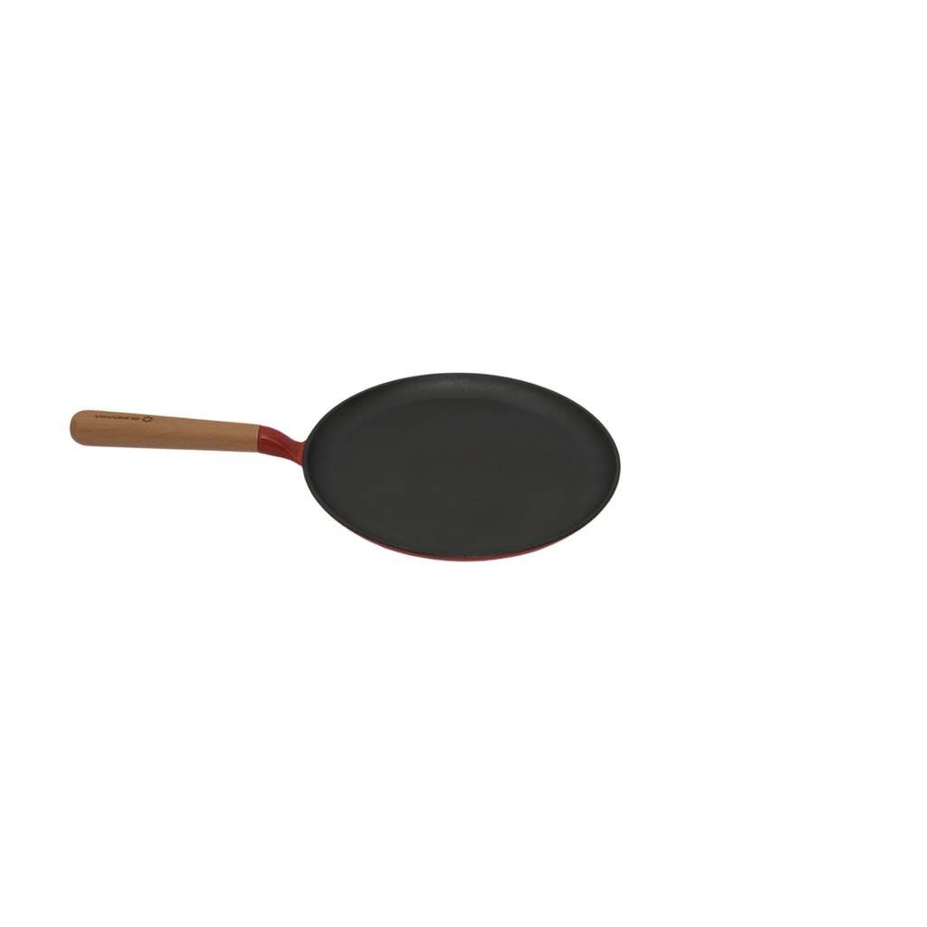 SUNCASA Castella Pre Seasoned Cast Iron Dosa Tawa, 28cm