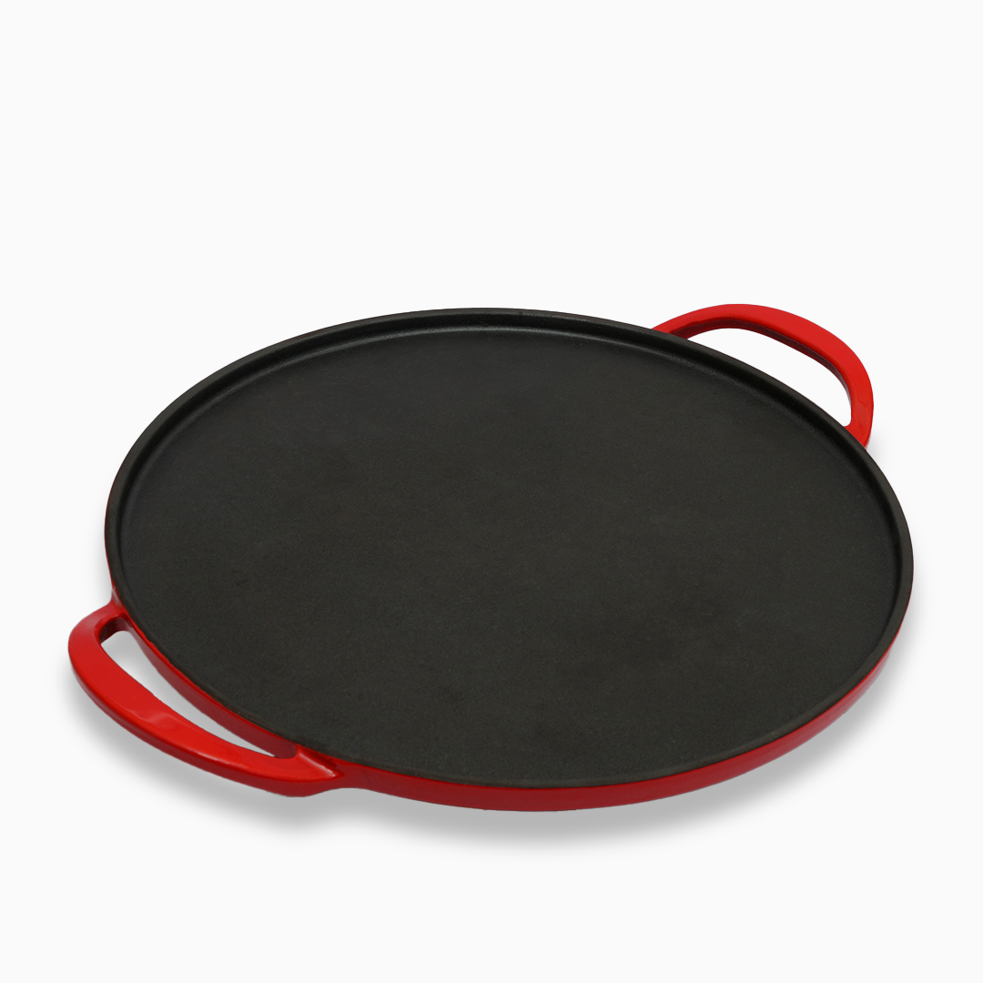 SUNCASA Castella Pre Seasoned Cast Iron Dosa Tawa, 30cm