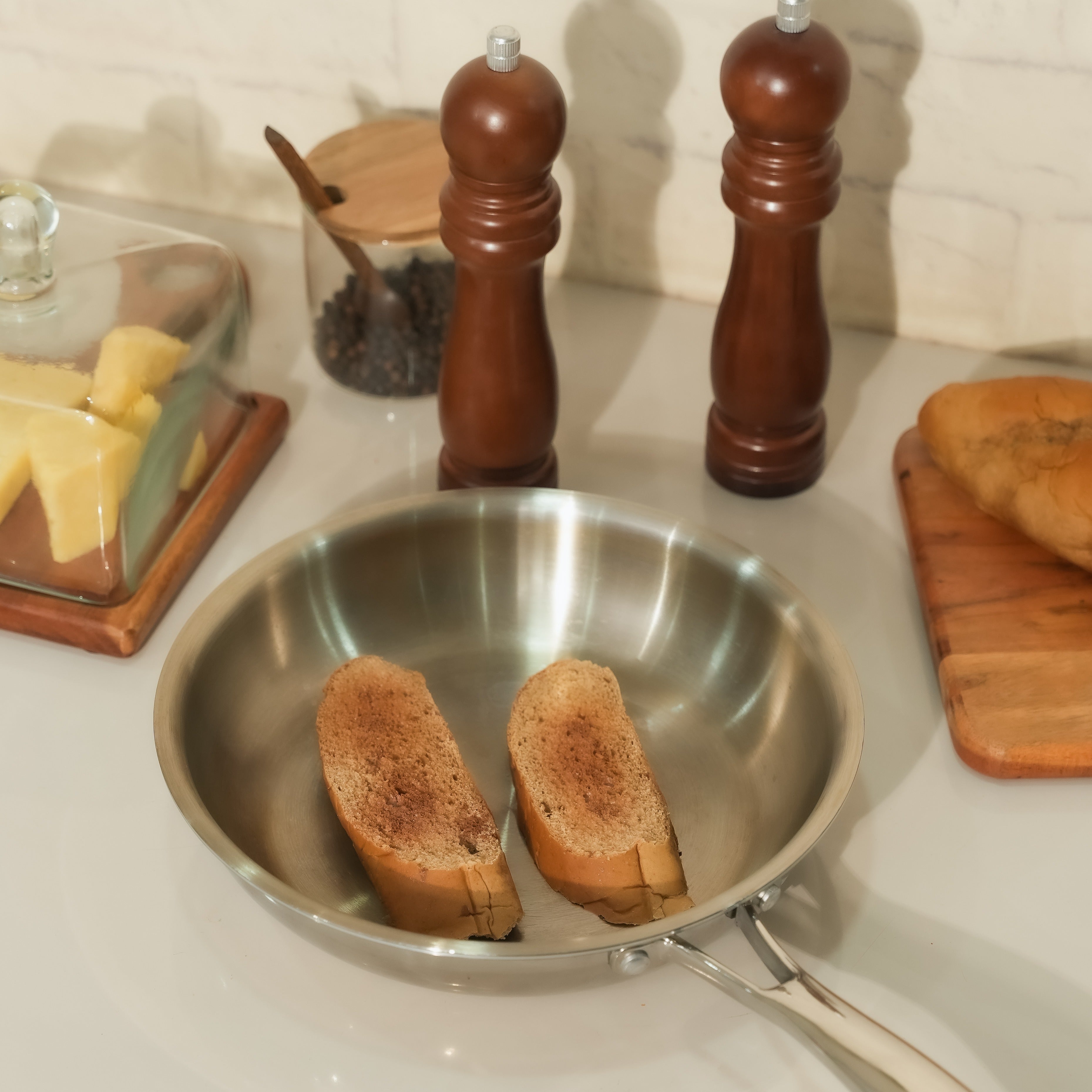 SUNCASA Tri Smart Triply Frypan with lid, 18 cm