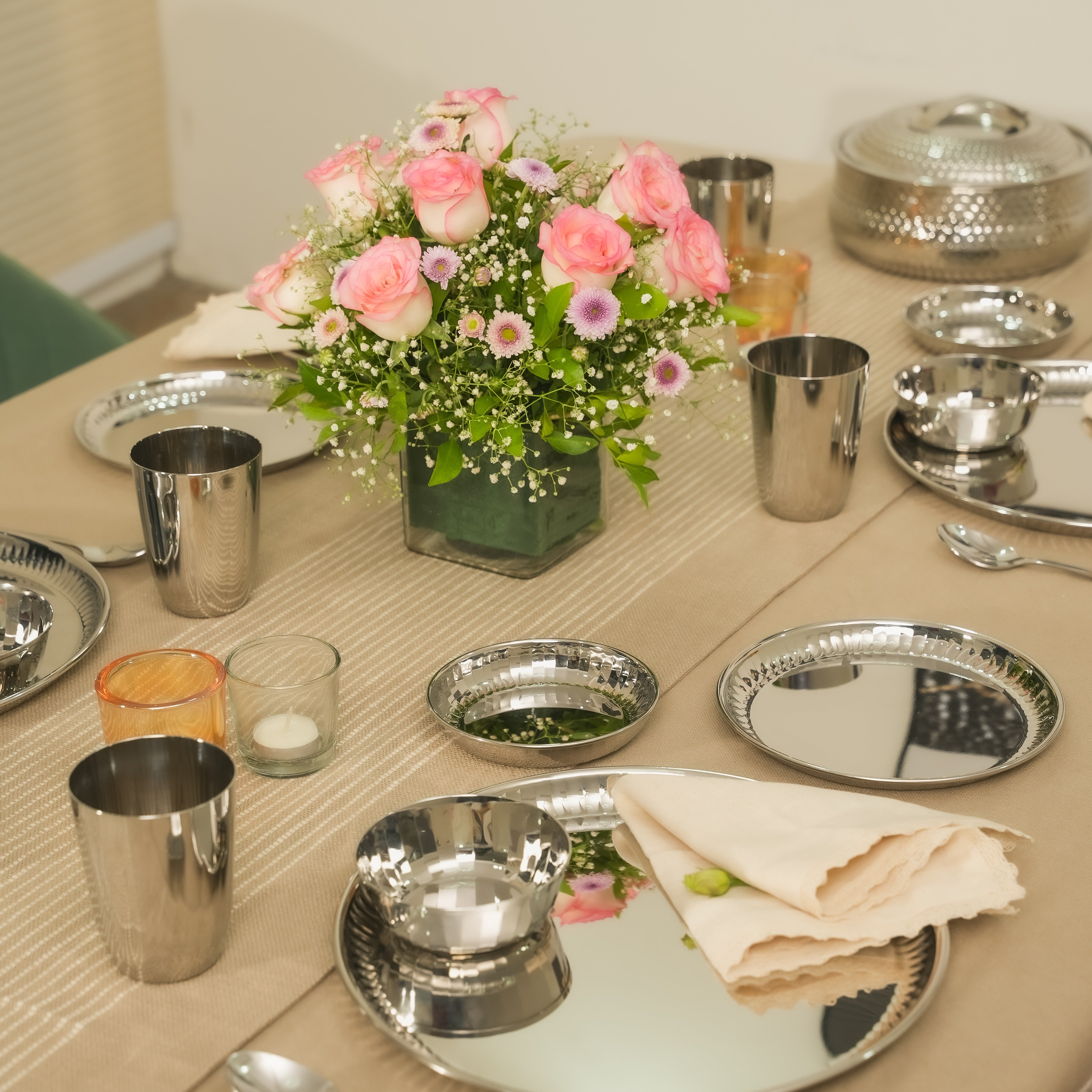 SUNCASA Festa Hammered Dinner Set, 24 PCS