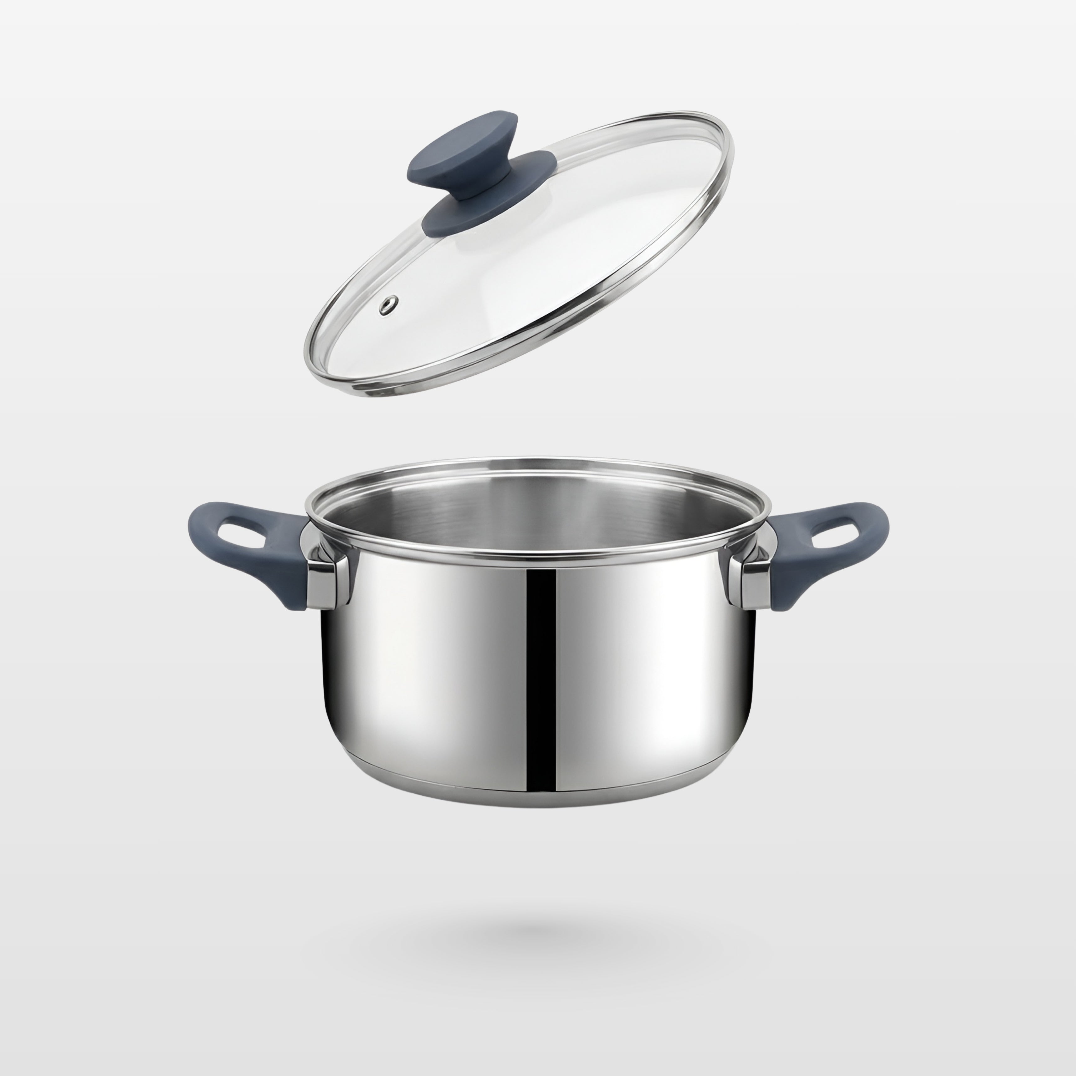 SUNCASA Impact Pro Stainless Steel Casserole with Glass Lid, 18cm