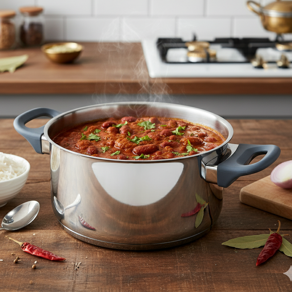 SUNCASA Impact Pro Stainless Steel Casserole with Glass Lid, 18cm