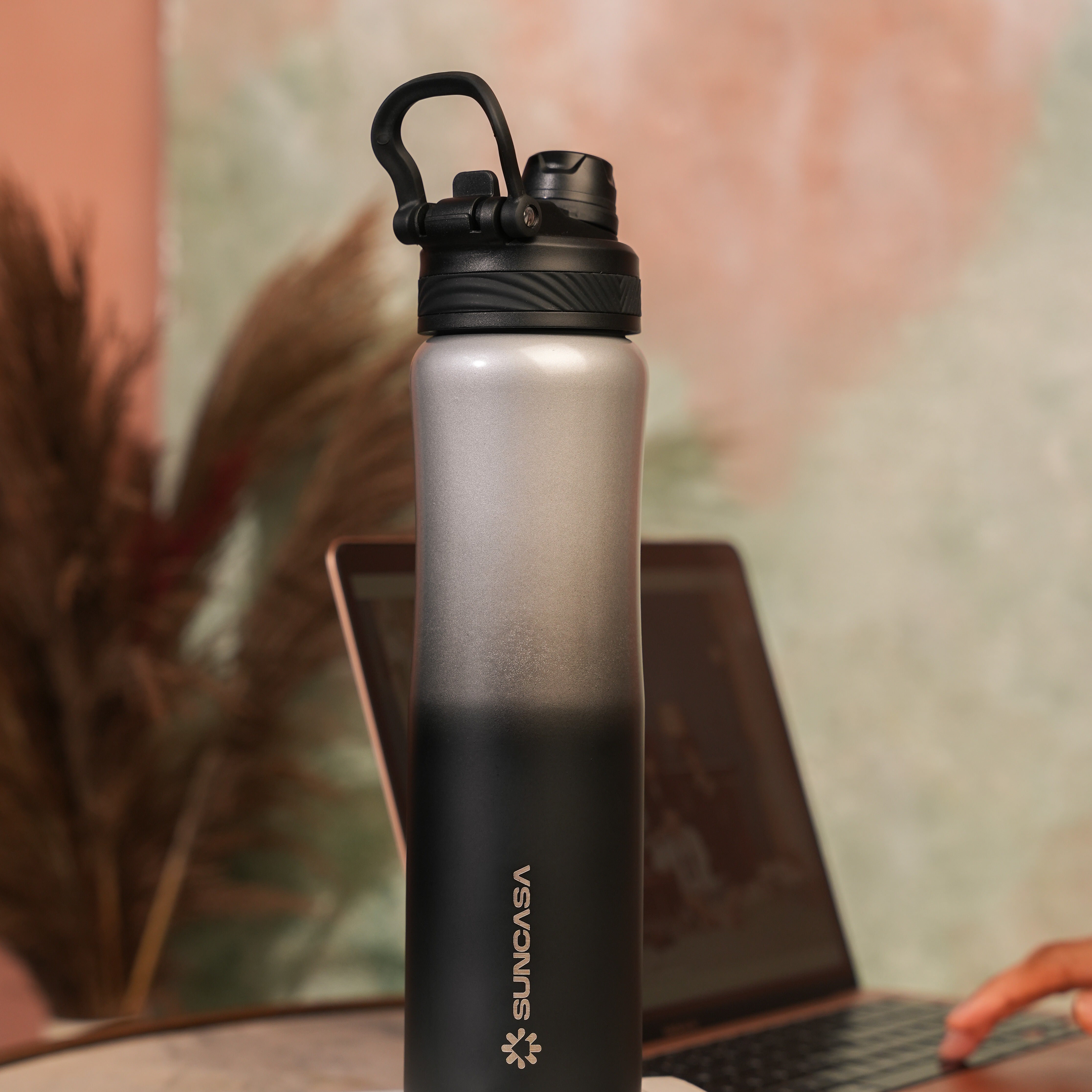 SUNCASA Oceana Sipper Flask,  800 ml, Grey & black