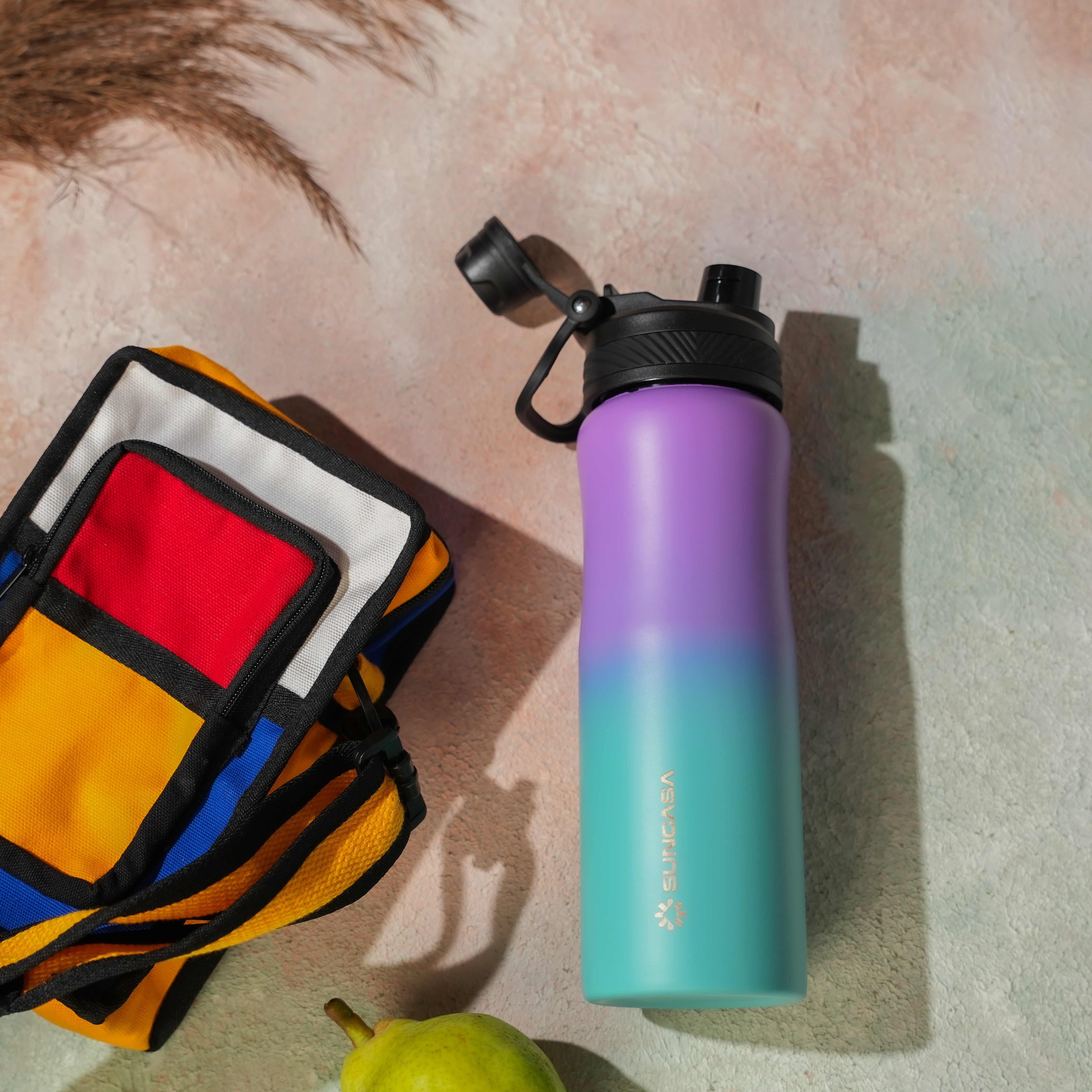 SUNCASA Oceana Sipper Flask,  800 ml, Purple & Green