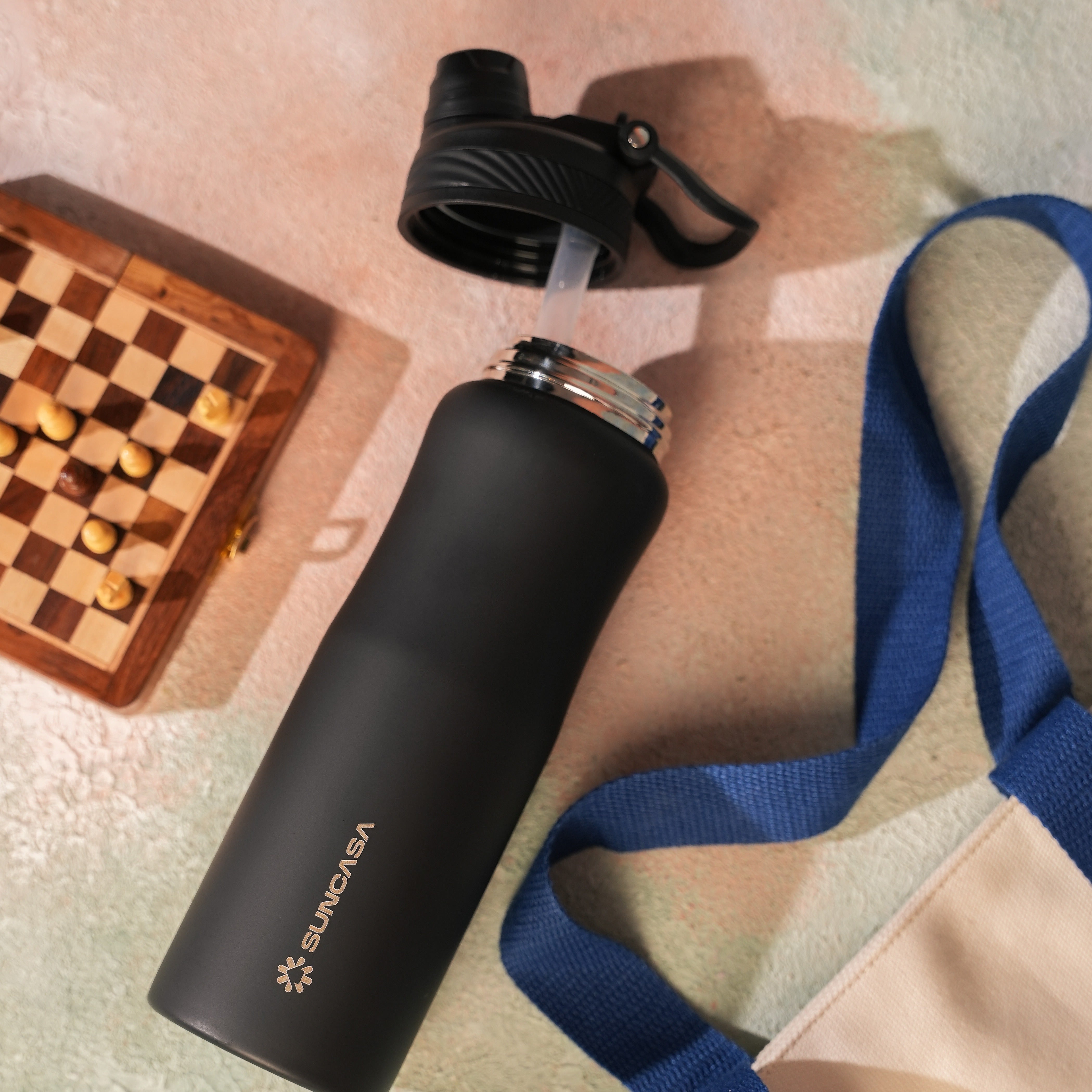 SUNCASA Oceana Sipper Flask,  800 ml, All Black