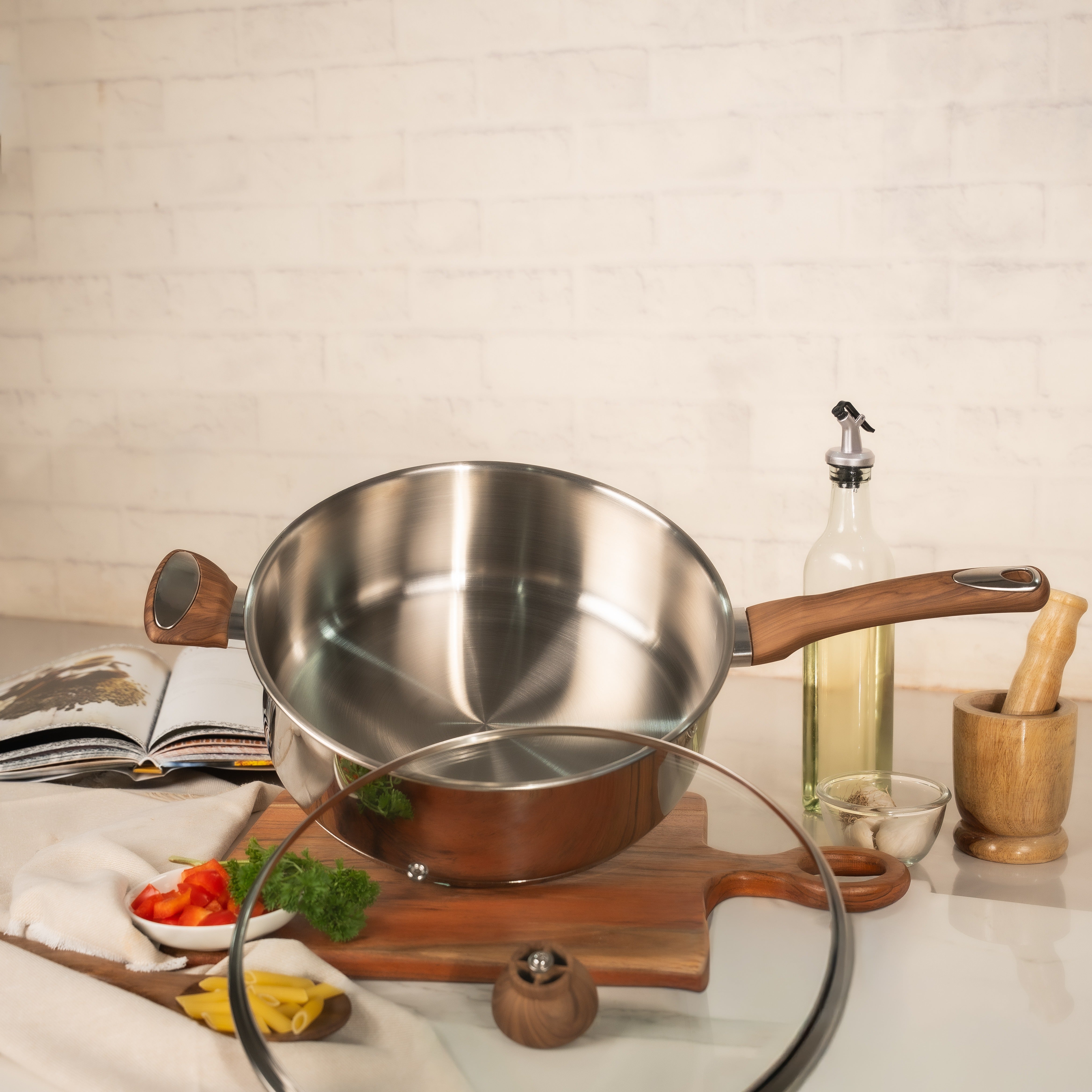 SUNCASA Impact Pro Luxe SautePan with Glass Lid, 28cm