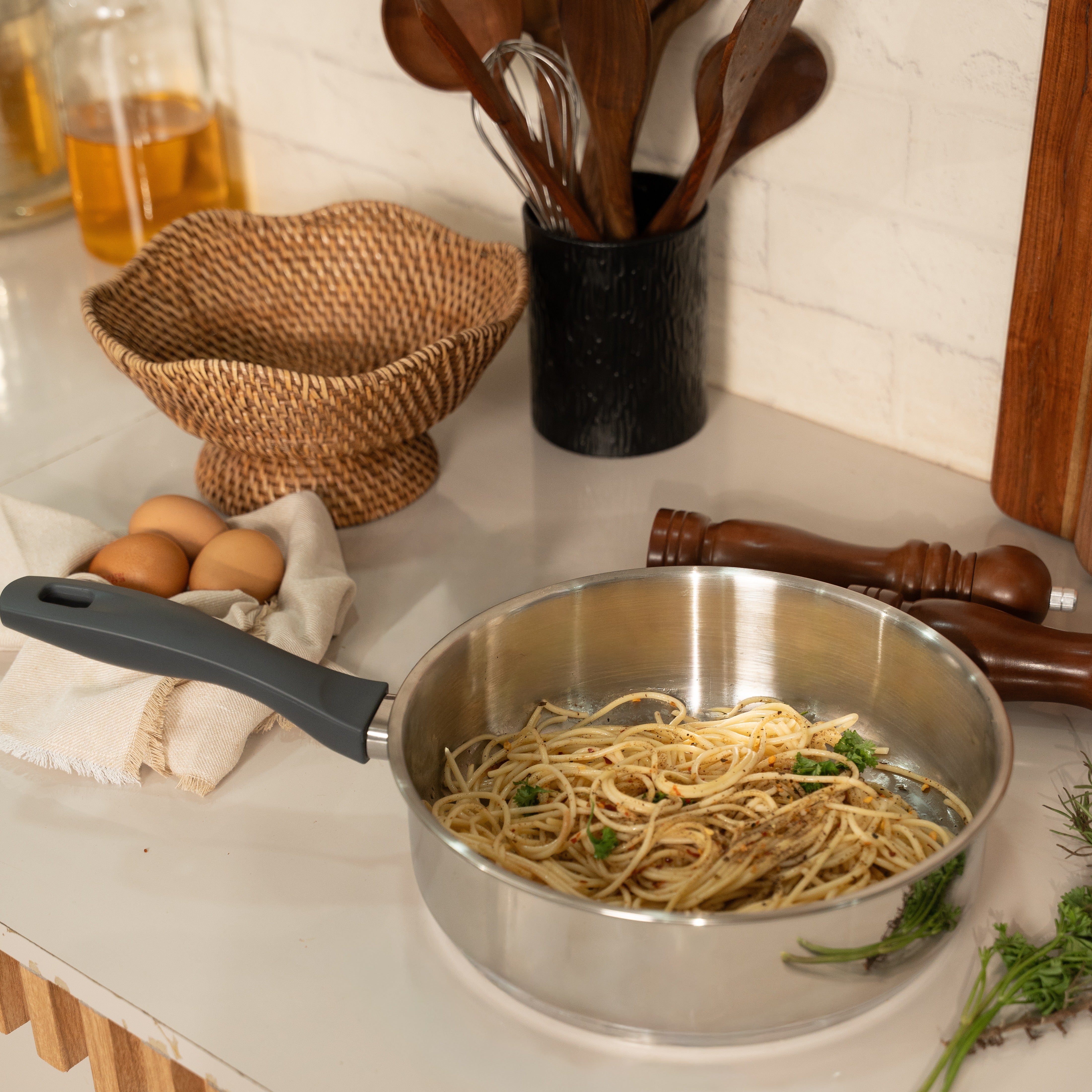 SUNCASA Impact Pro Stainless Steel Sautepan, 28cm