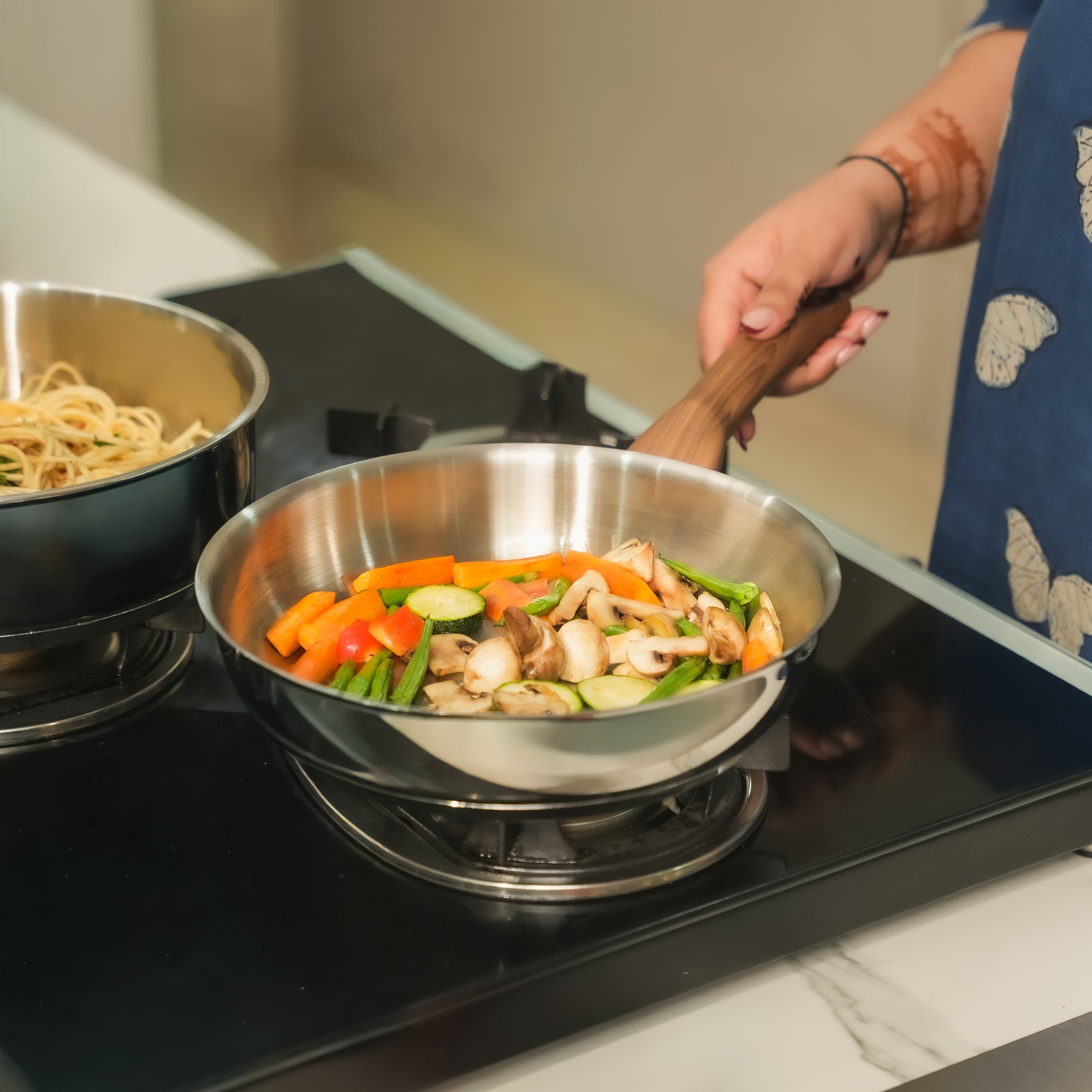 SUNCASA Impact Pro Luxe Frypan with Glass Lid, 22cm