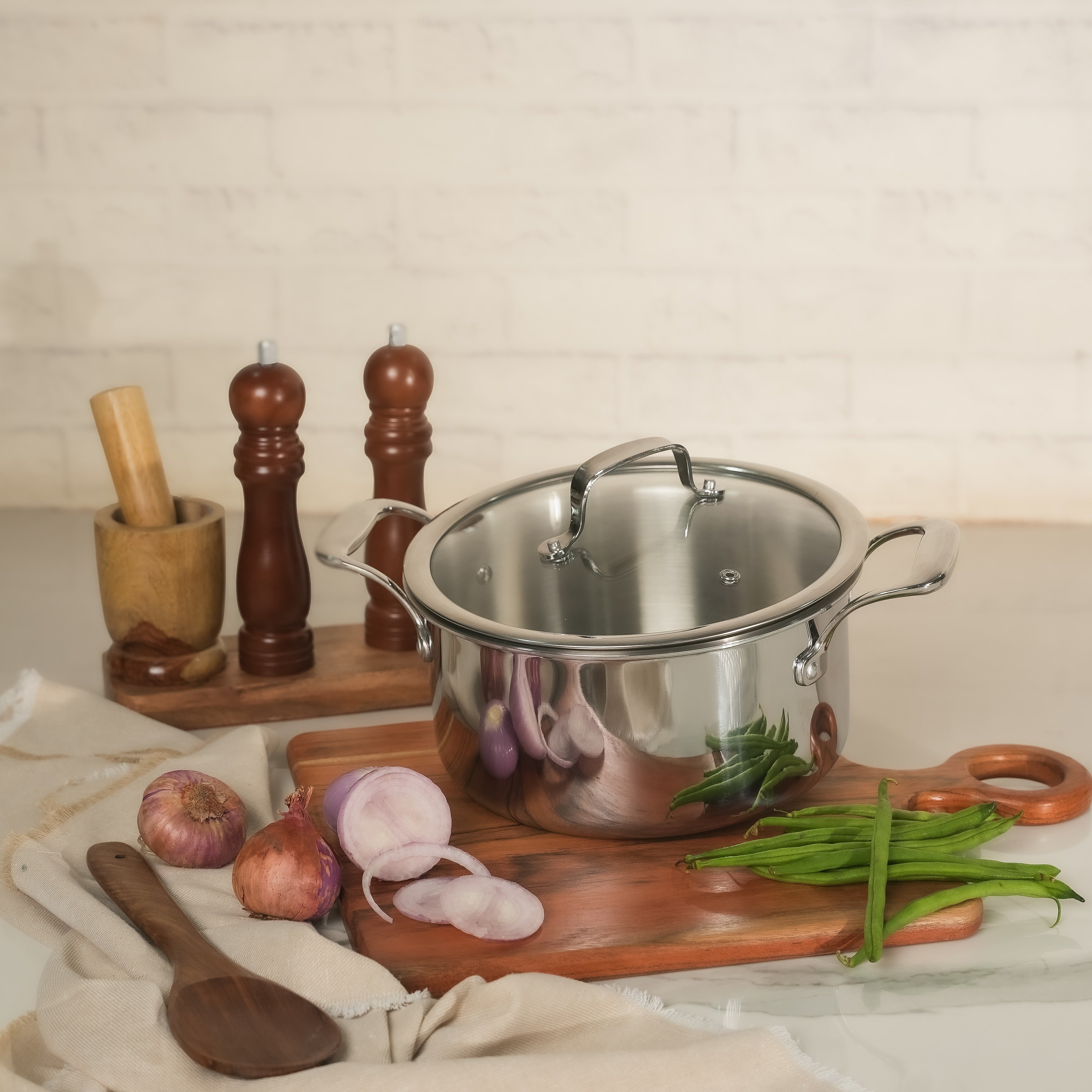 SUNCASA Tri Smart Triply Casserole with lid,28 cm