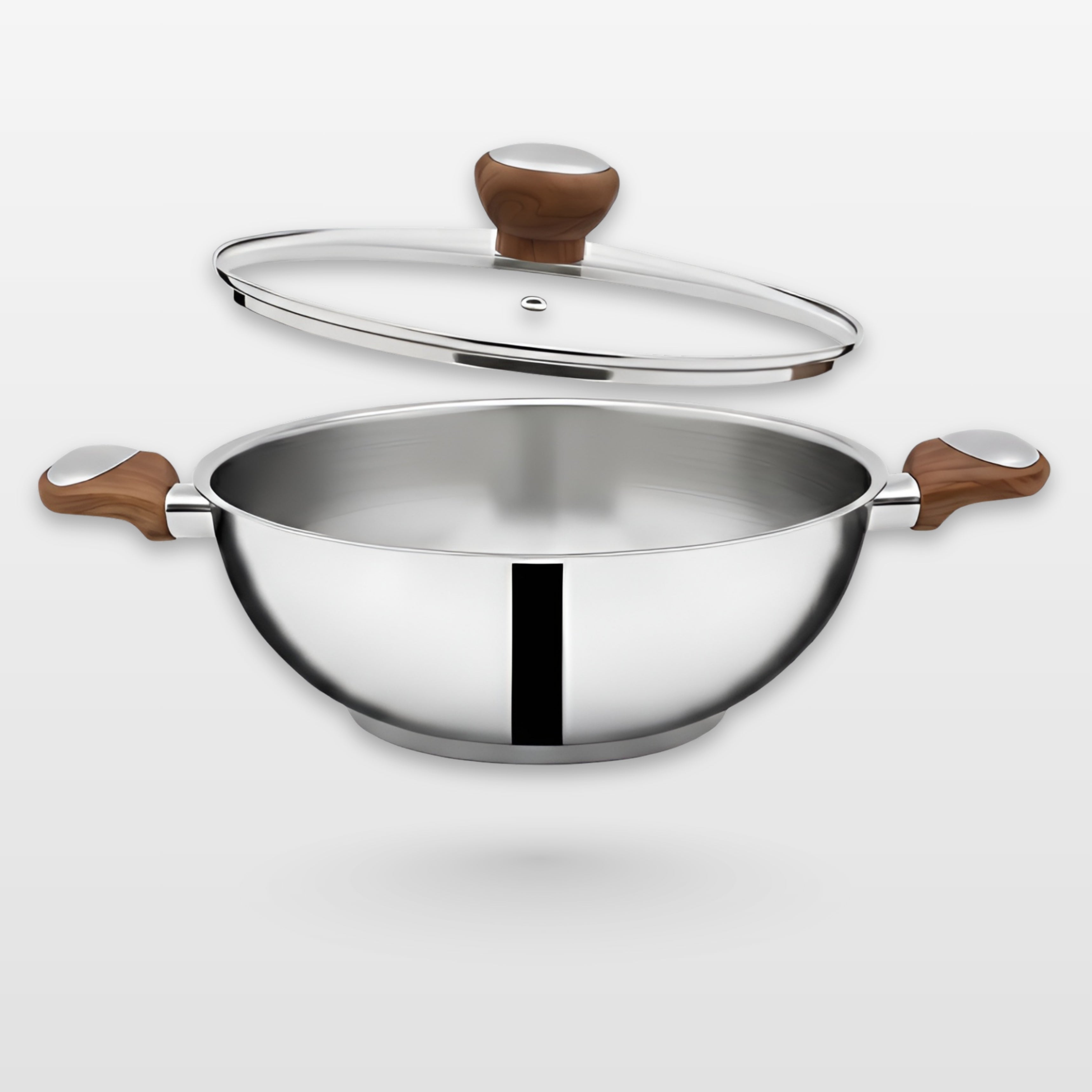 SUNCASA Impact Pro Luxe Deep Kadai with Glass Lid, 24 cm