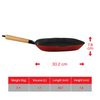 SUNCASA Castella Pre Seasoned Cast Iron Grillpan, 28cm/ 1.7L