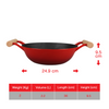 SUNCASA Castella Pre Seasoned Cast Iron Kadai, 24cm/ 2.2L