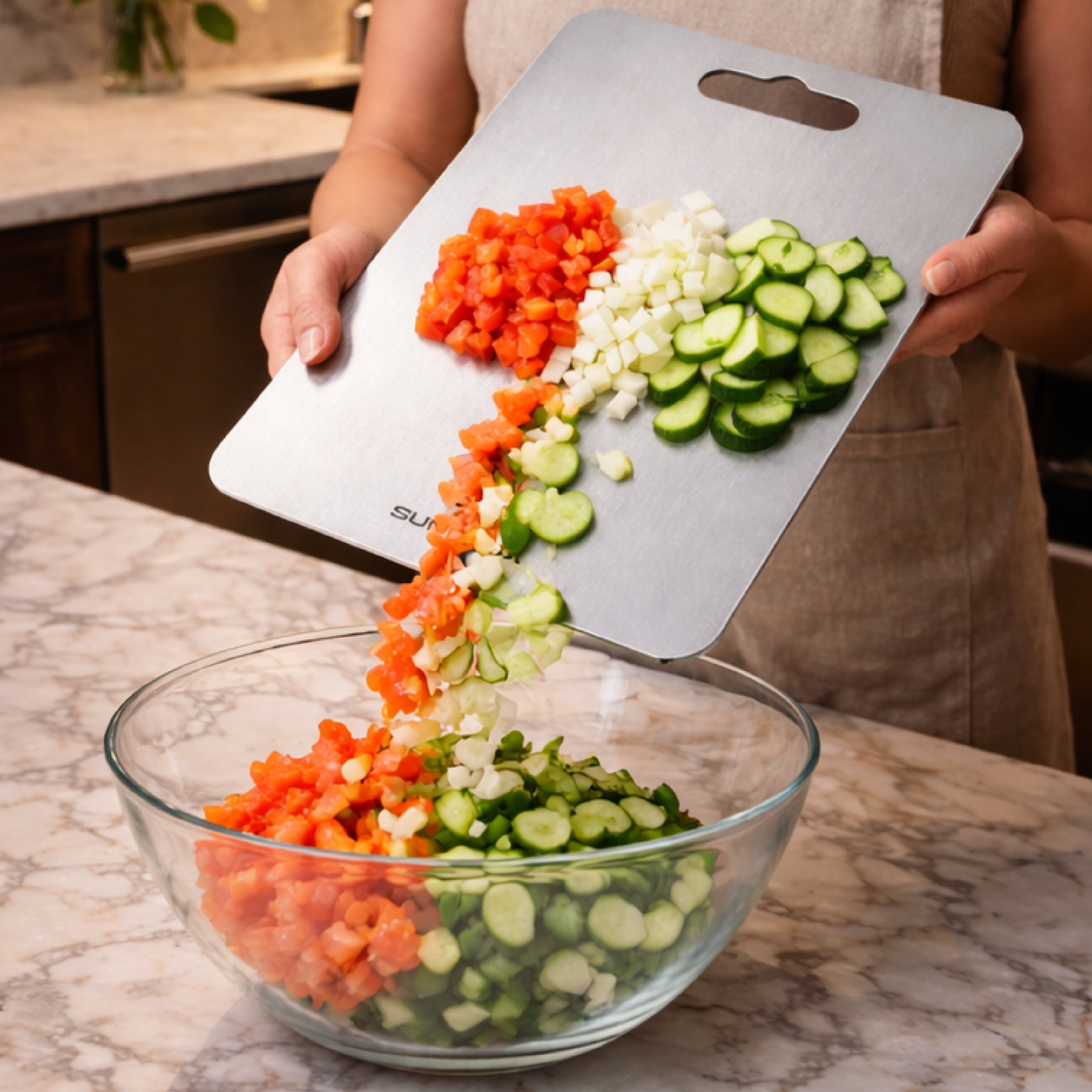 SUNCASA Essentra Stainless Steel Chopping Board, Large