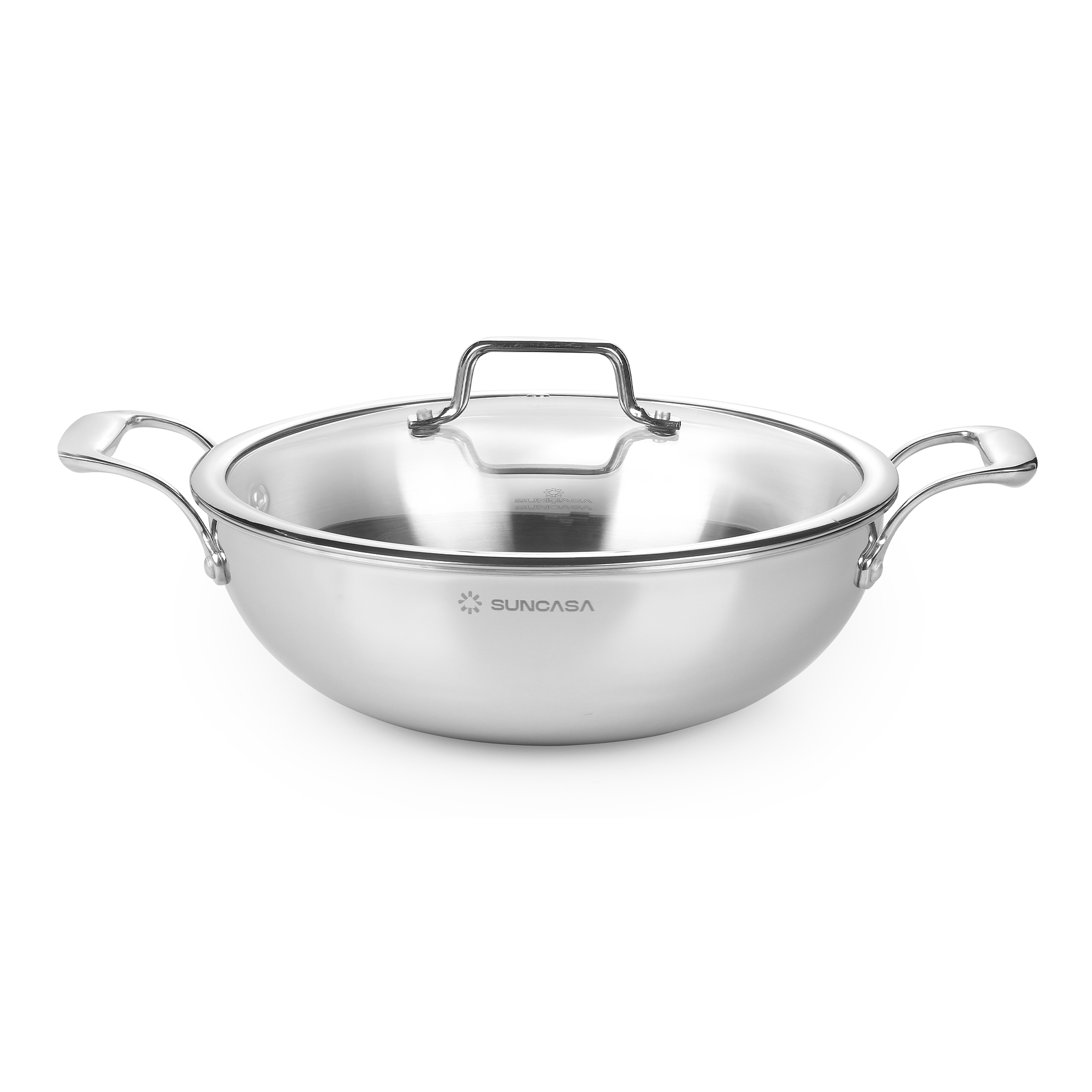 SUNCASA Trismart Triply Kadai with lid, 24 cm