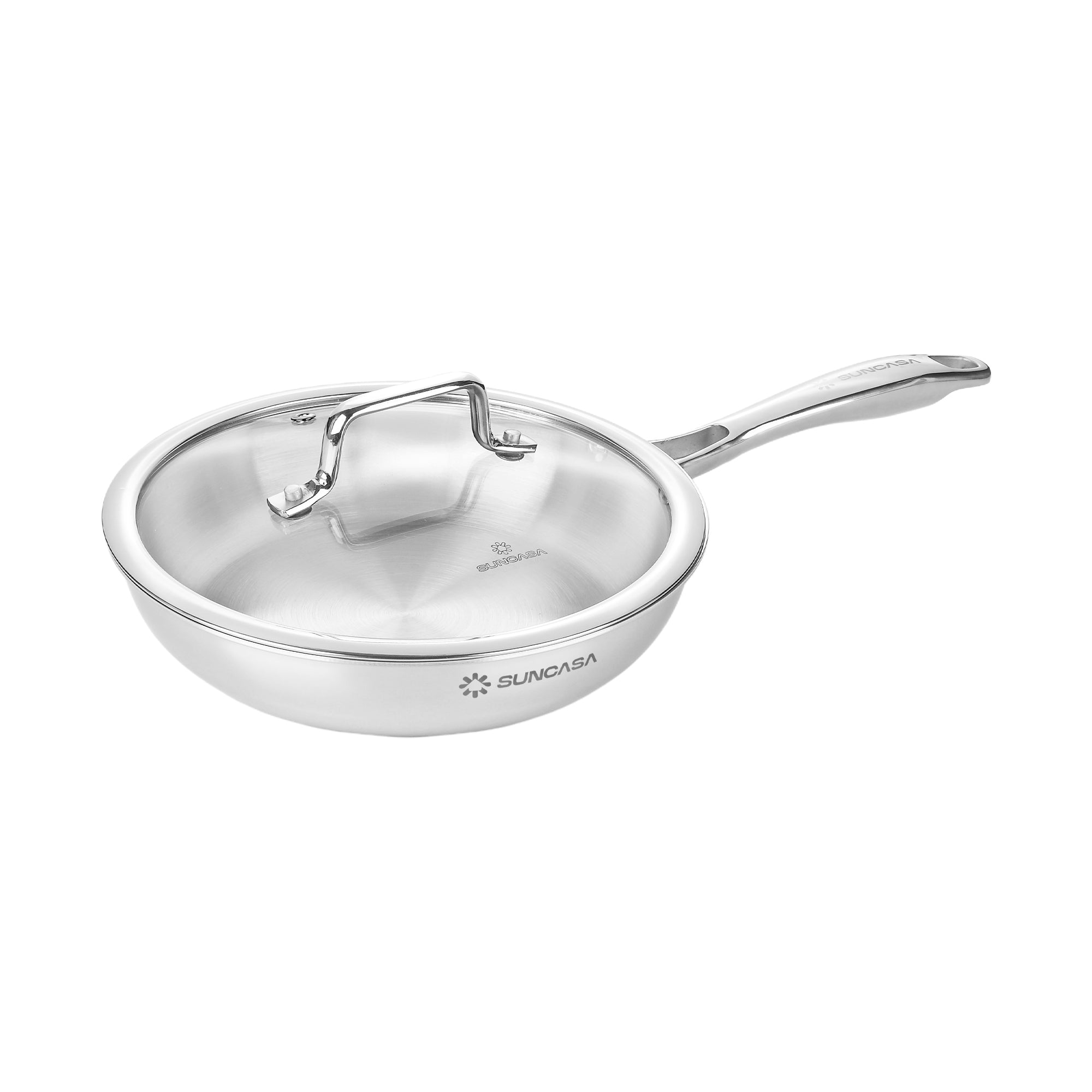 SUNCASA Trismart Triply Frypan with lid, 18 cm