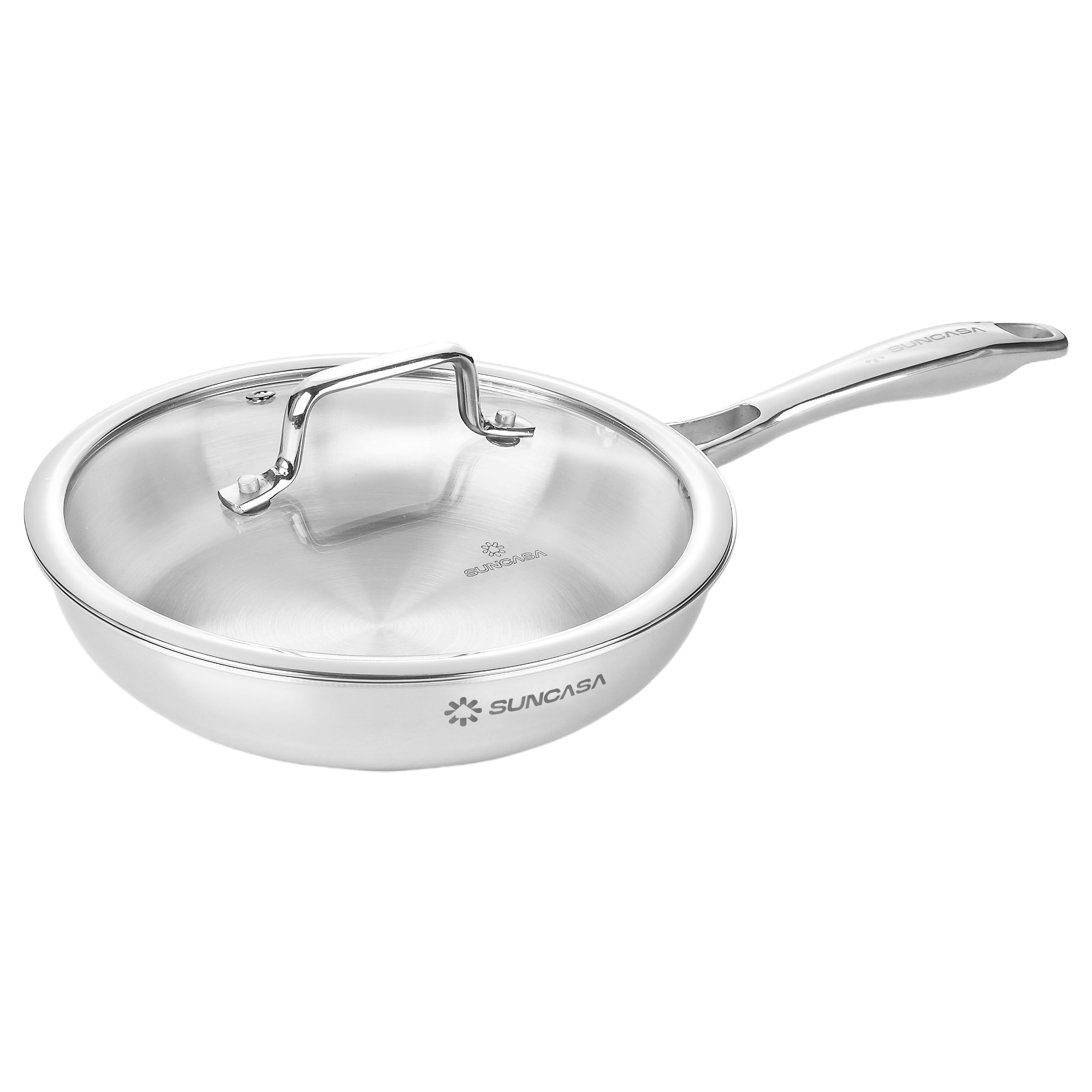 SUNCASA Trismart Triply Frypan with lid, 26 cm