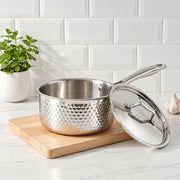 Trishield Hammered Sauce pan with lid 16 cm