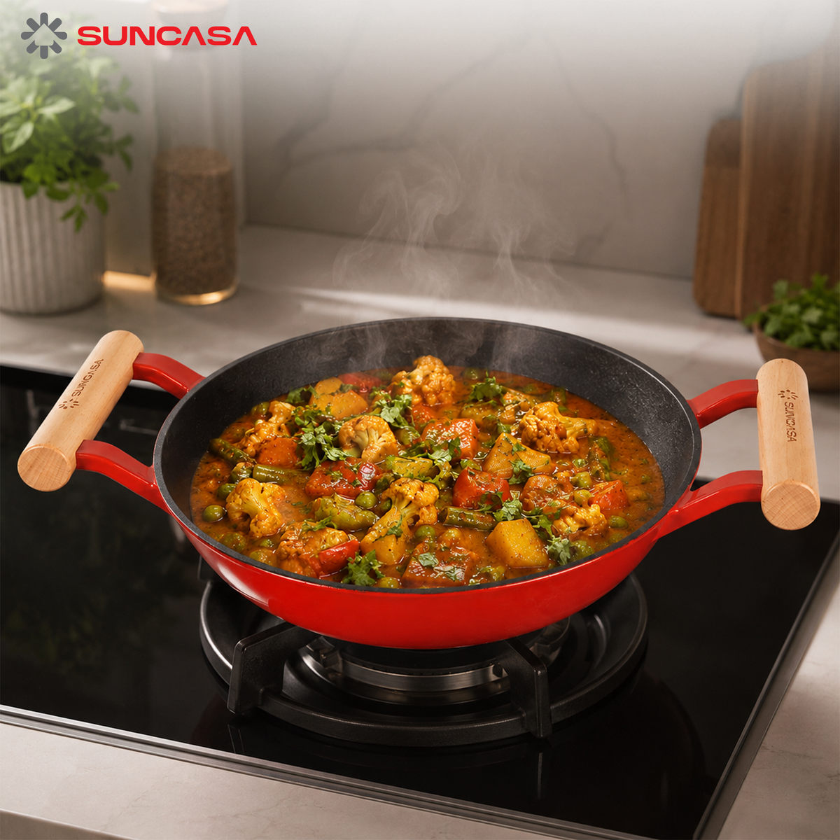 Castella Pre-Seasoned Cast Iron Kadai - 24cm/ 2.2L