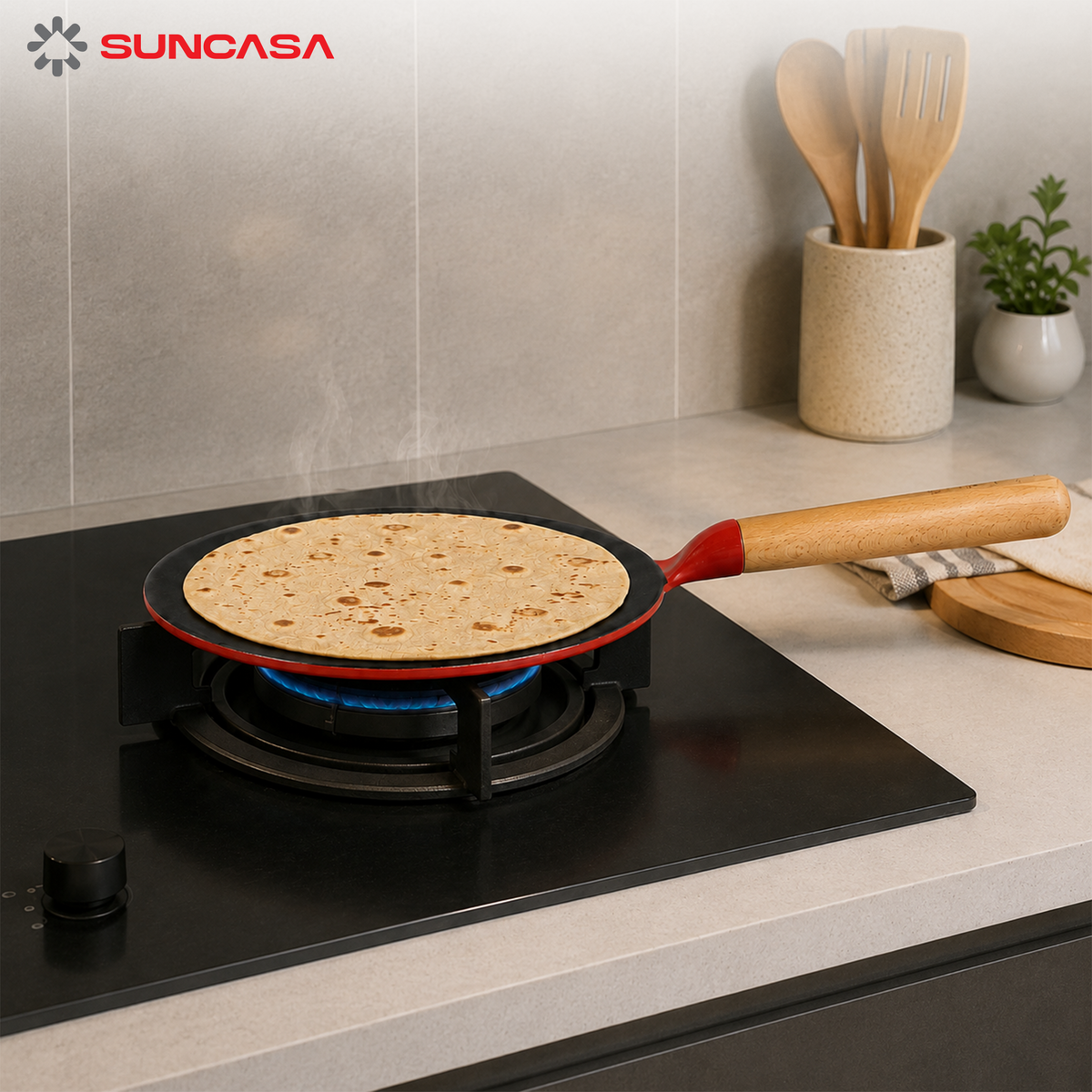 Castella Pre Seasoned Cast Iron Roti Tawa, 26cm