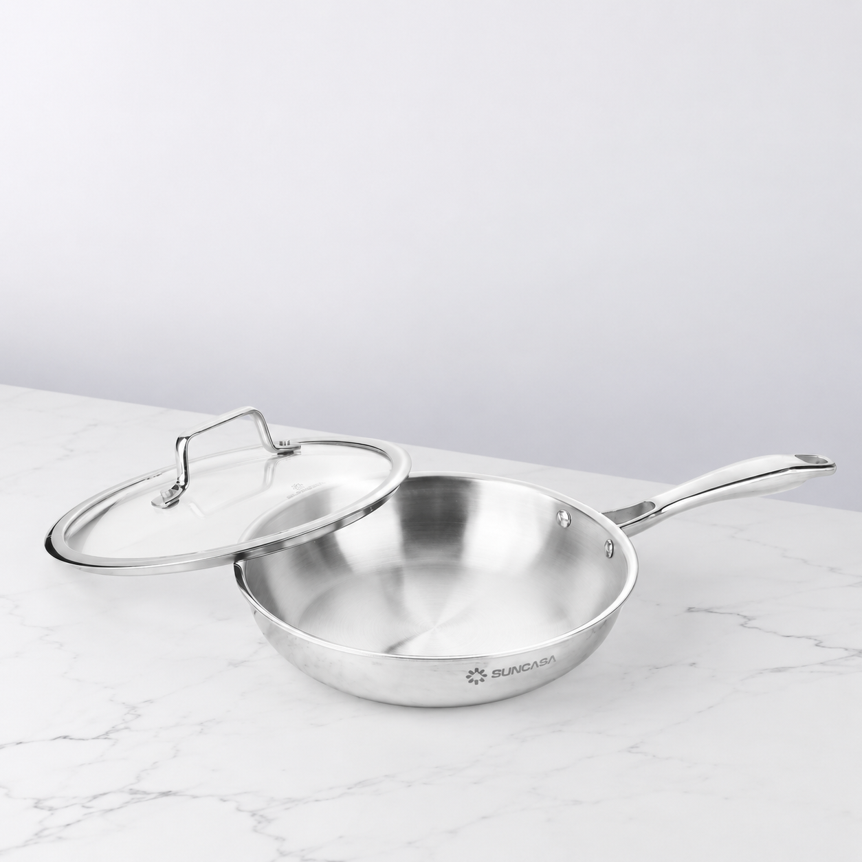 SUNCASA Trismart Triply Frypan with lid, 18 cm
