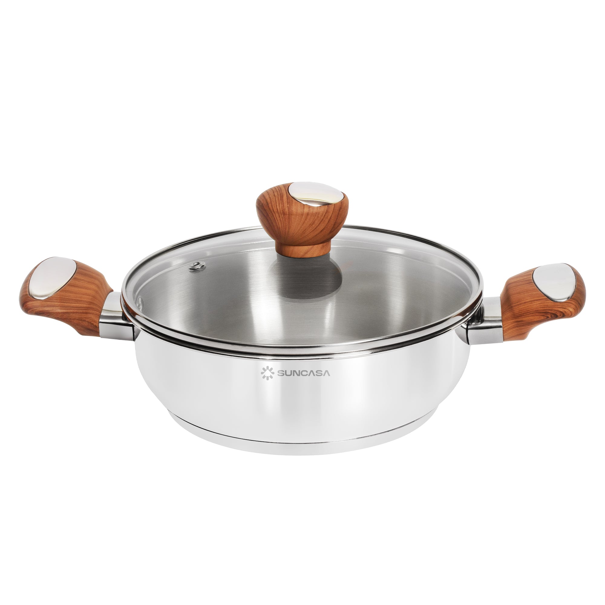 Impact Pro Luxe Flat Bottom Kadai with Glass Lid, 20 cm/ 1.85L