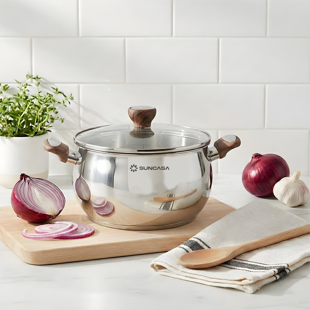 SUNCASA Impact pro Luxe Belly Casserole with Glass lid, 18 cm