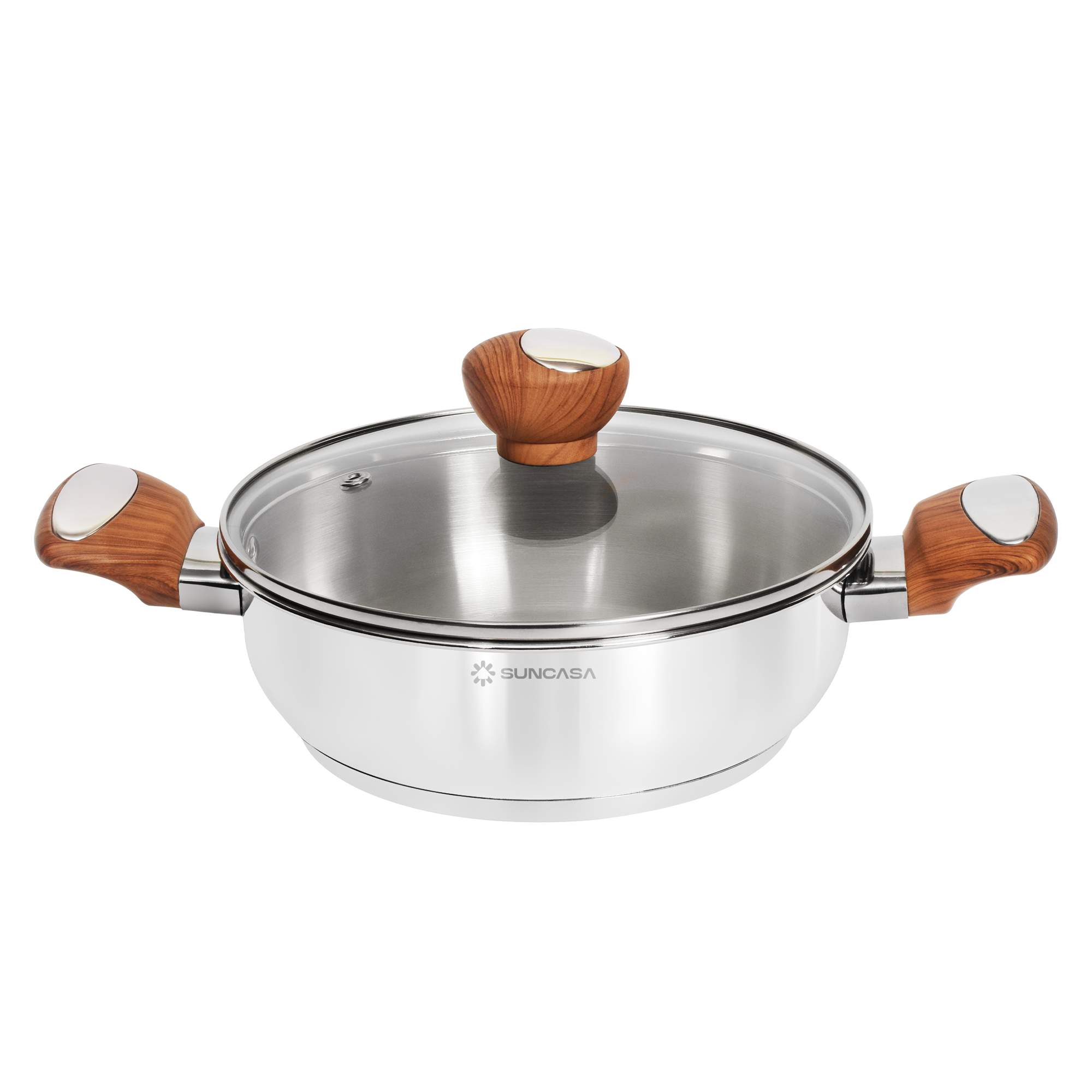 Impact Pro Luxe Flat Bottom Kadai with Glass Lid, 24 cm/ 3.25L