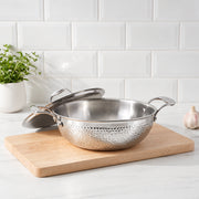 Trishield Hammered Kadai with lid 24 cm
