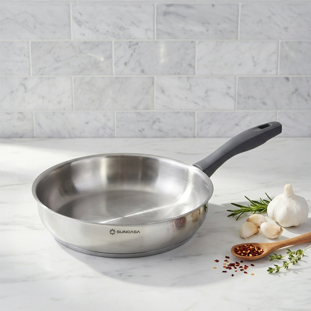 SUNCASA Impact Pro Cookware Set 22cm Kadai + 22cm Frypan, Silver