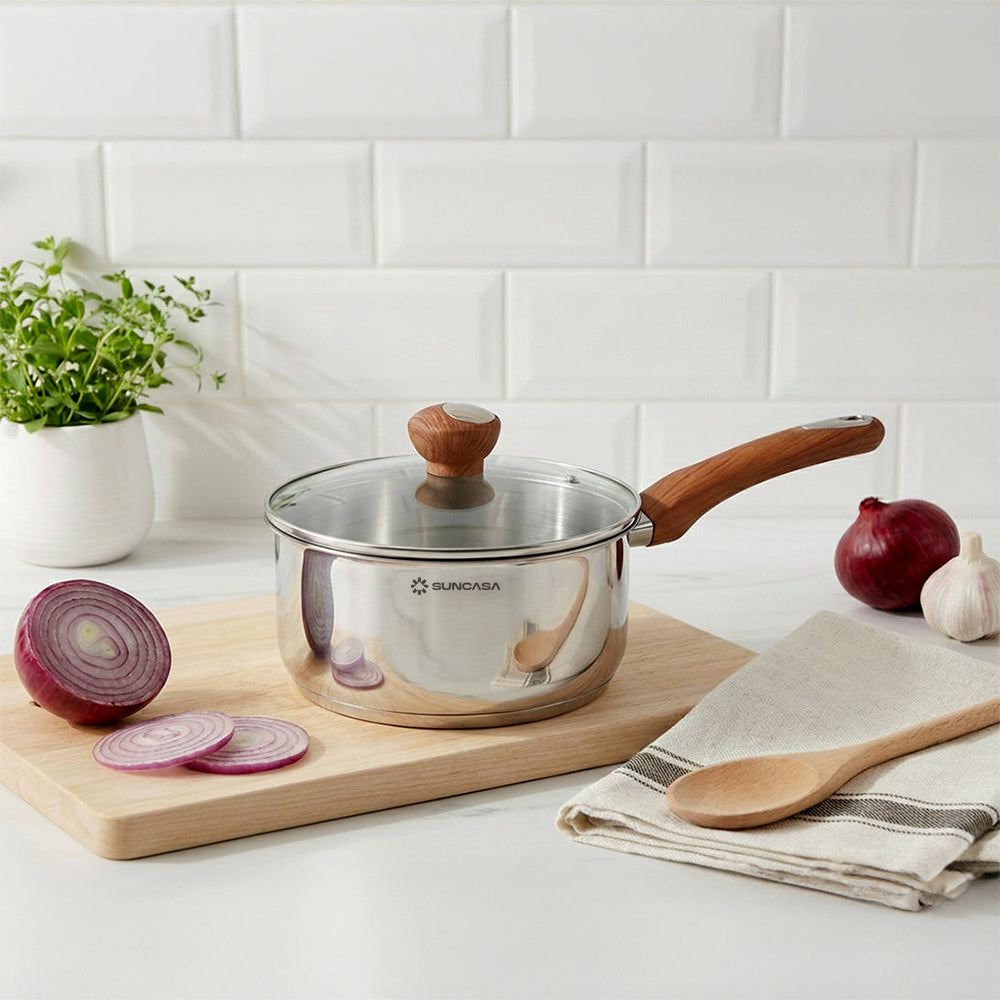 SUNCASA Impact Pro Luxe Saucepan with Glass Lid, 20cm